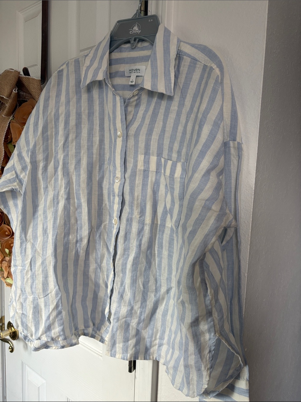 Haven Well Within Vertical Stripe Linen Button-Down Shirt Small Gorpcore Lounge